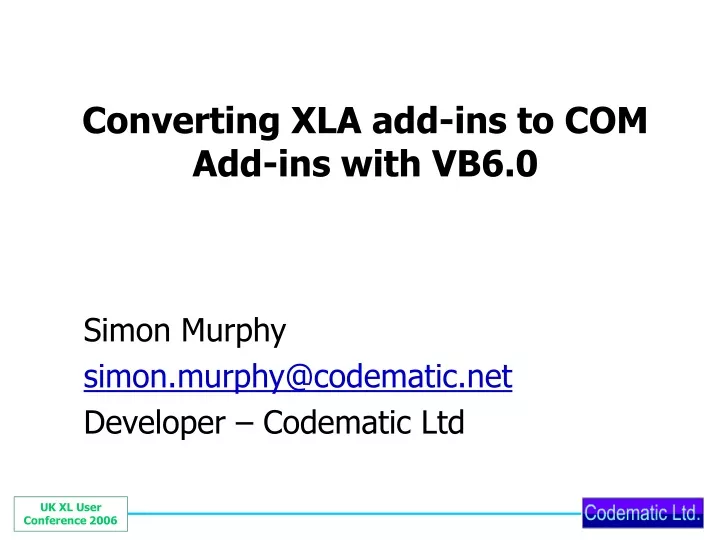 converting xla add ins to com add ins with vb6 0