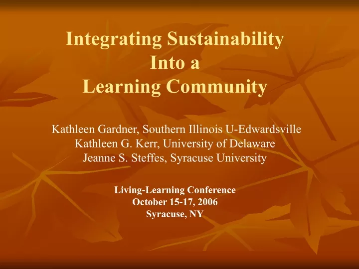 integrating sustainability into a learning