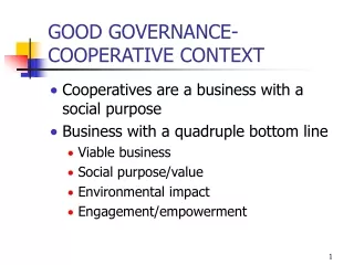 GOOD GOVERNANCE- COOPERATIVE CONTEXT
