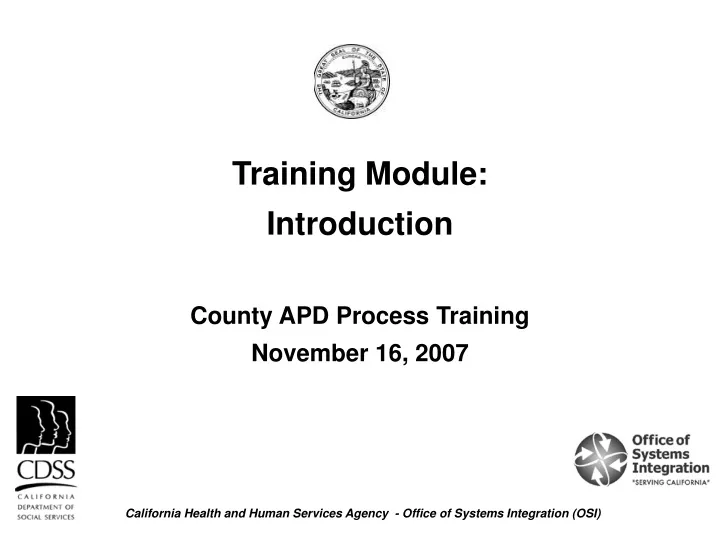 training module introduction county apd process