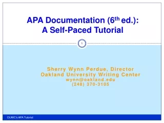 APA Documentation (6 th  ed.): A Self-Paced Tutorial
