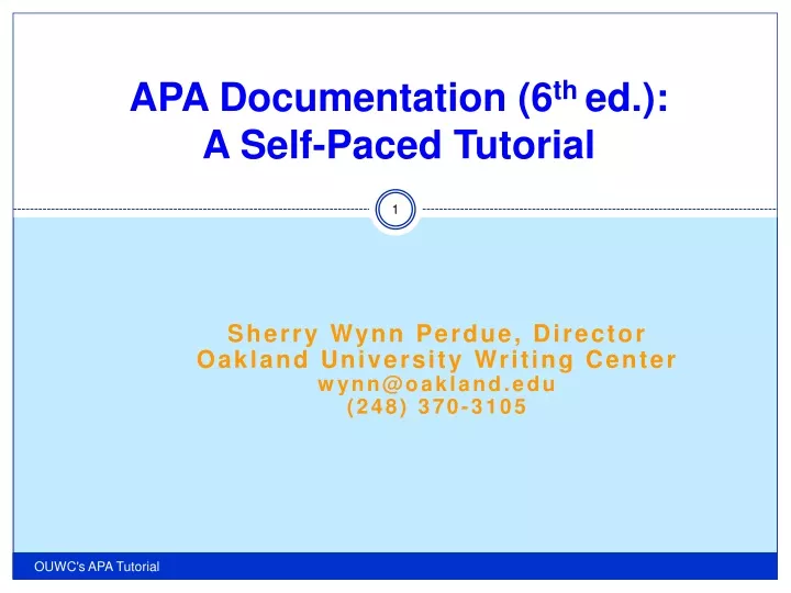 apa documentation 6 th ed a self paced tutorial