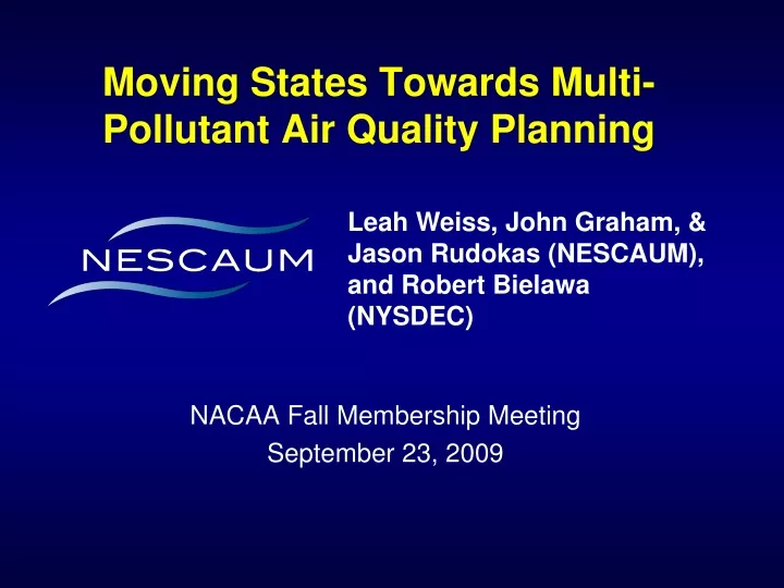 moving states towards multi pollutant air quality planning