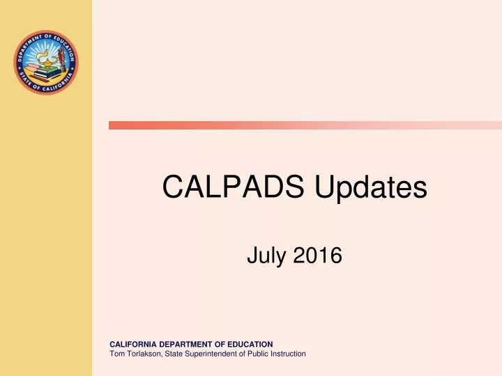 calpads updates july 2016