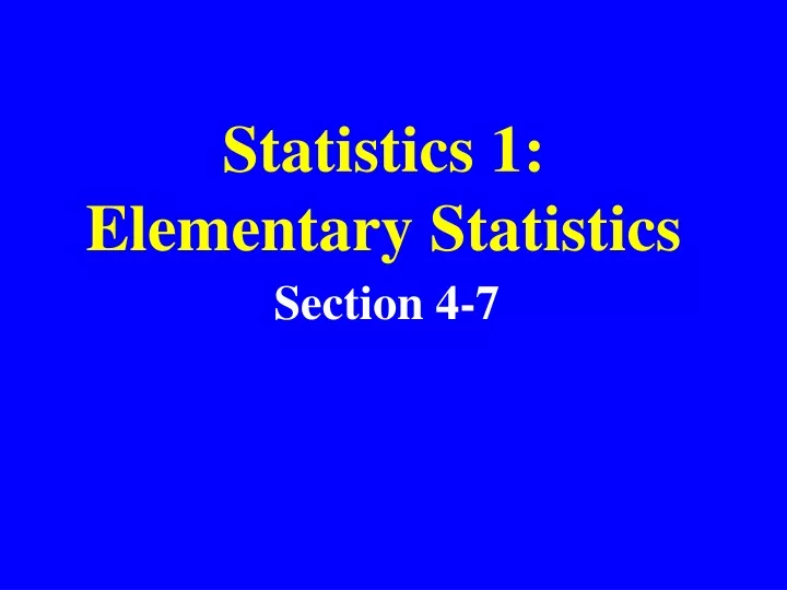 statistics 1 elementary statistics
