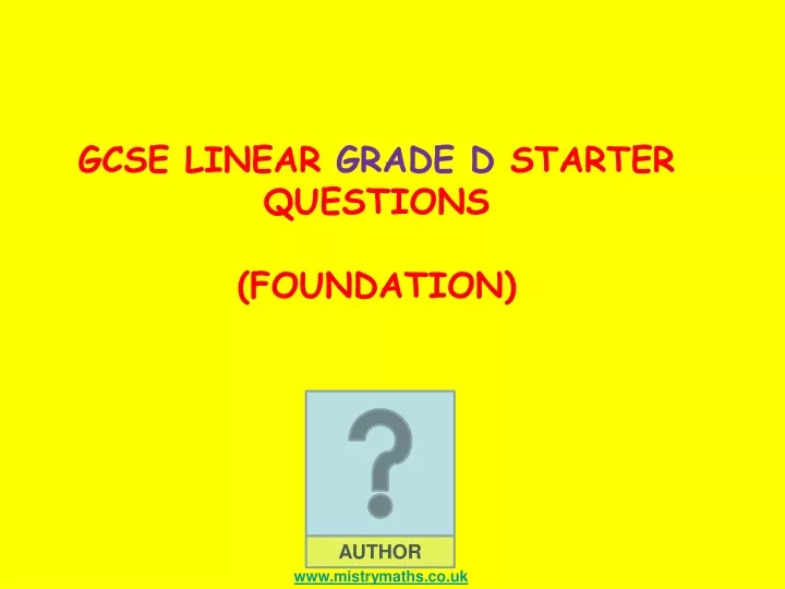gcse linear grade d starter questions foundation