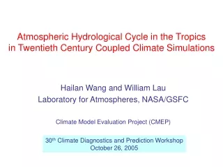 Atmospheric Hydrological Cycle in the Tropics  in Twentieth Century Coupled Climate Simulations