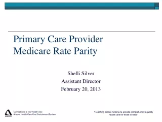 Primary Care Provider  Medicare Rate Parity
