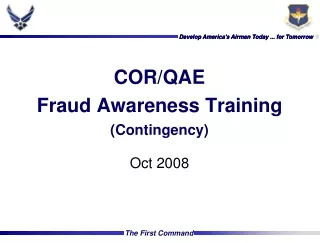 COR/QAE  Fraud Awareness Training (Contingency)