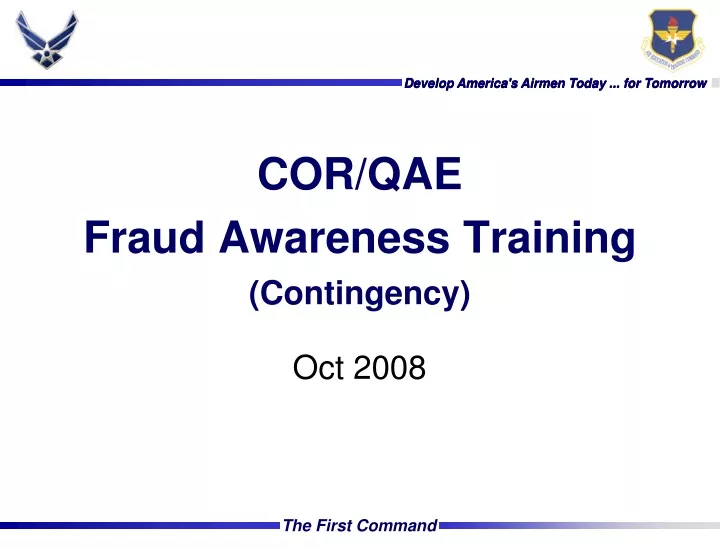 cor qae fraud awareness training contingency