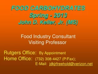 Food Industry Consultant Visiting Professor