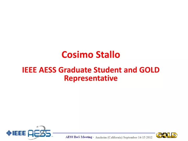 cosimo stallo ieee aess graduate student and gold