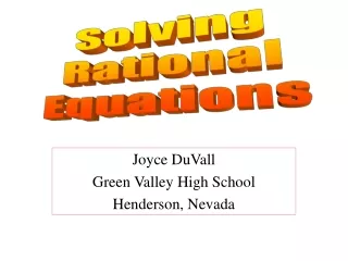 Joyce DuVall Green Valley High School Henderson, Nevada