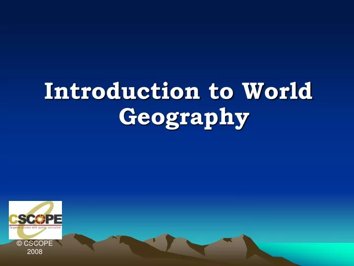 introduction to world geography