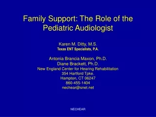 Family Support: The Role of the Pediatric Audiologist