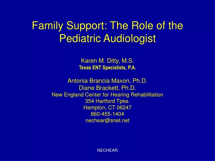 family support the role of the pediatric audiologist