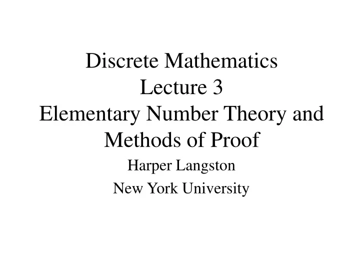 discrete mathematics lecture 3 elementary number