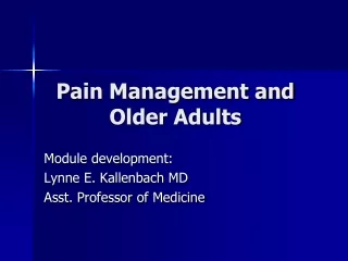 Pain Management and Older Adults