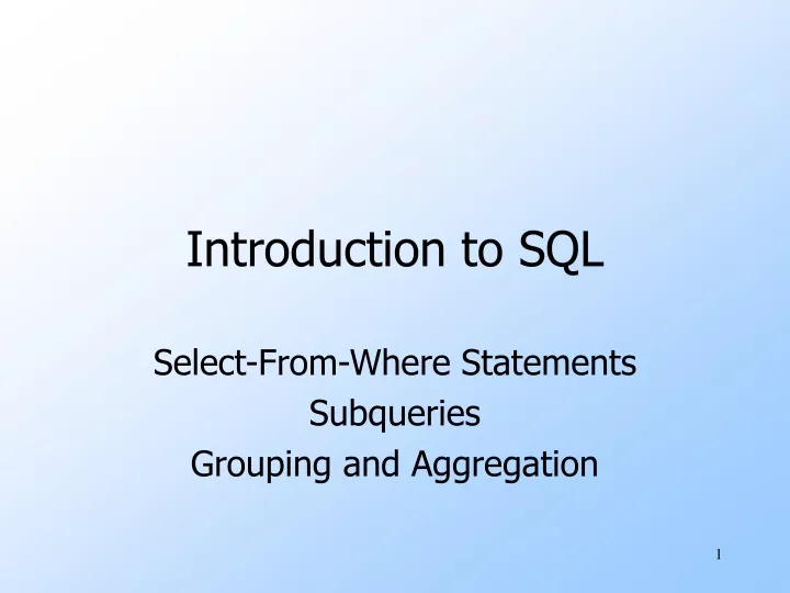 introduction to sql