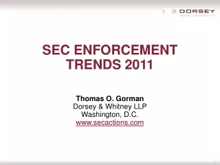 SEC ENFORCEMENT TRENDS 2011