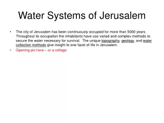 Water Systems of Jerusalem