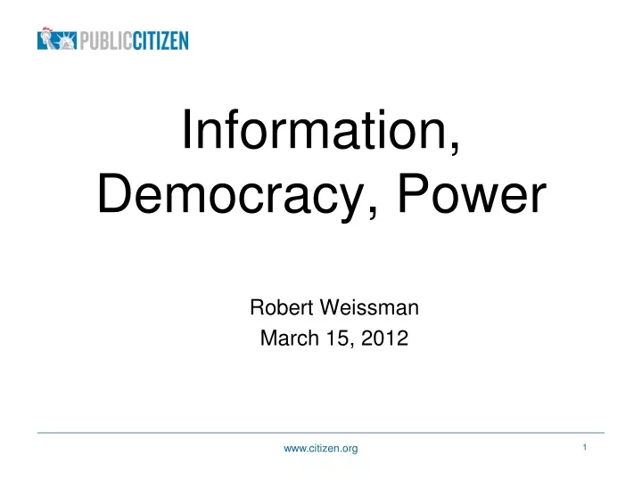 information democracy power