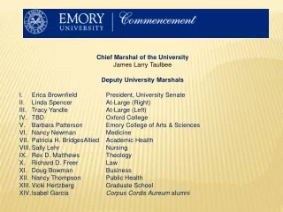 Chief Marshal of the University James Larry  Taulbee Deputy University Marshals