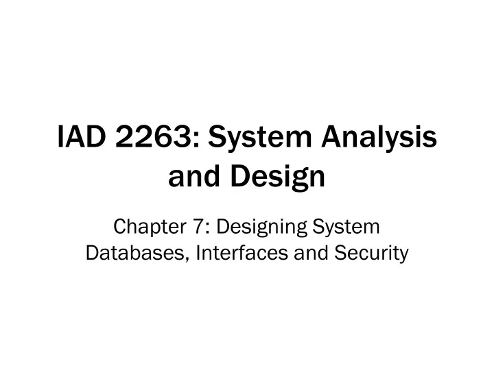 iad 2263 system analysis and design