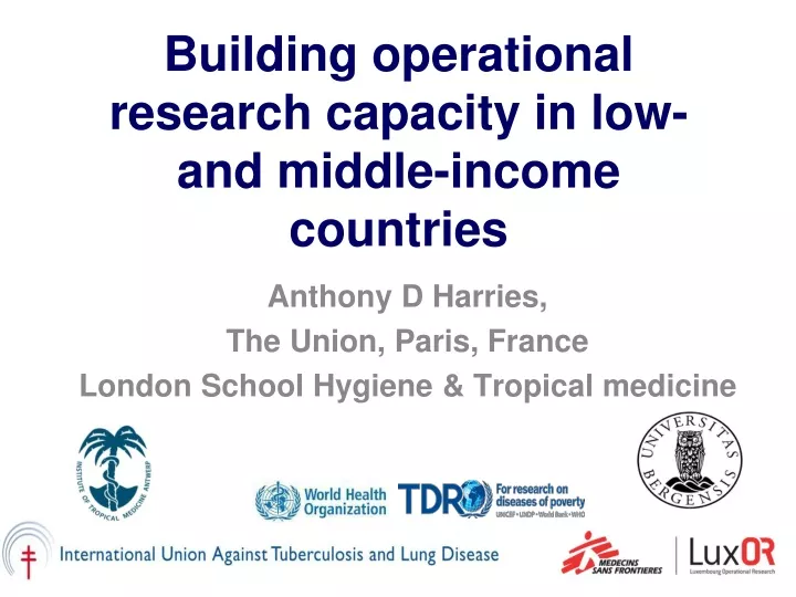 building operational research capacity