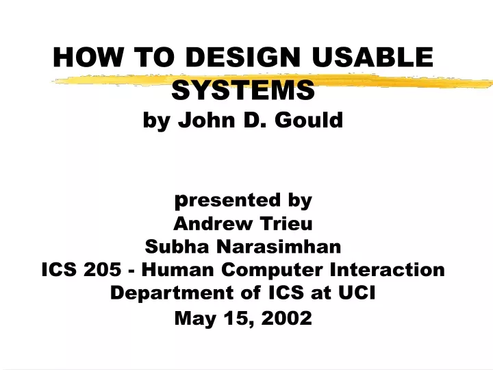 how to design usable systems by john d gould