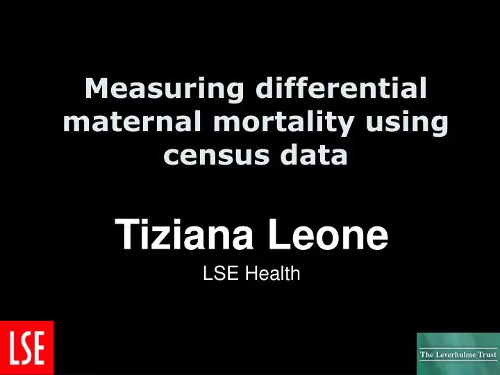 measuring differential maternal mortality using census data