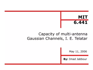Capacity of multi-antenna Gaussian Channels, I. E. Telatar