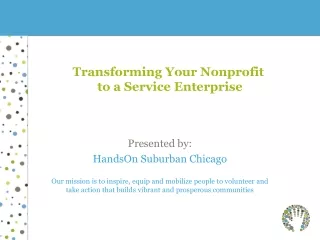 Transforming Your Nonprofit  to a Service Enterprise