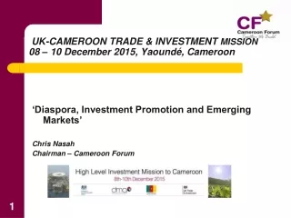 UK-CAMEROON TRADE &amp; INVESTMENT  MISSION 08 – 10 December 2015, Yaoundé, Cameroon