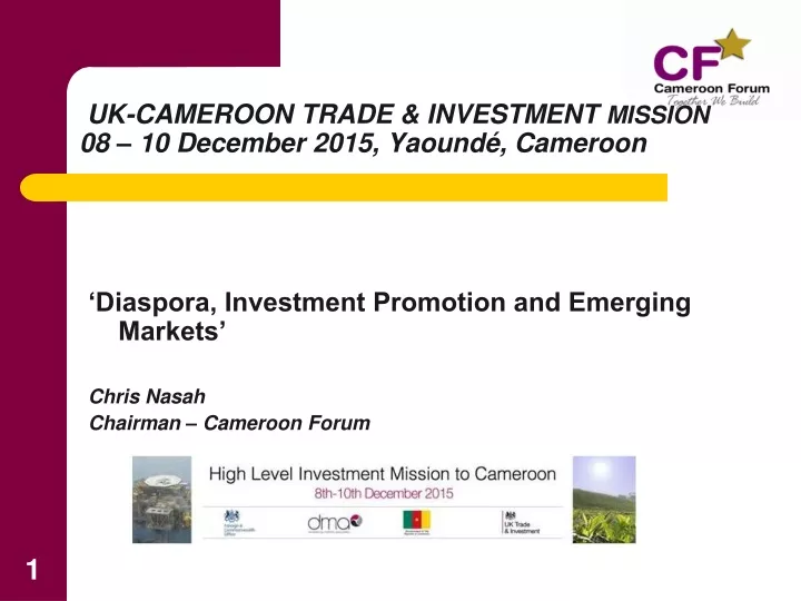 uk cameroon trade investment mission 08 10 december 2015 yaound cameroon