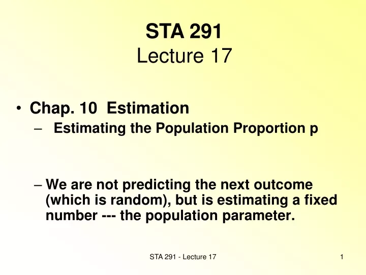 sta 291 lecture 17