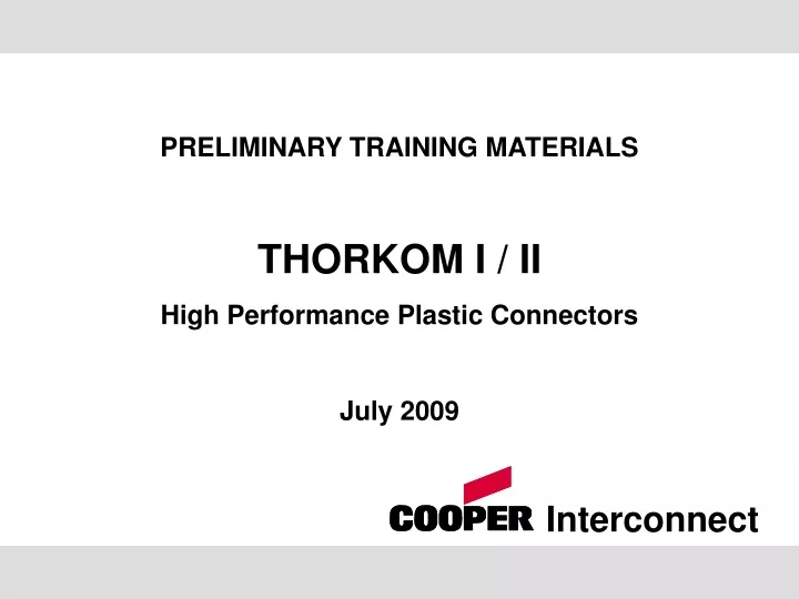 preliminary training materials thorkom i ii high