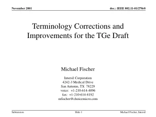 Terminology Corrections and Improvements for the TGe Draft