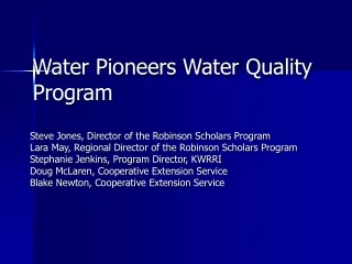 Water Pioneers Water Quality Program