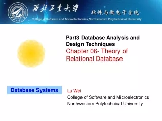 Part3 Database Analysis and Design Techniques Chapter 06- Theory of Relational Database