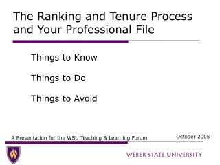 The Ranking and Tenure Process and Your Professional File