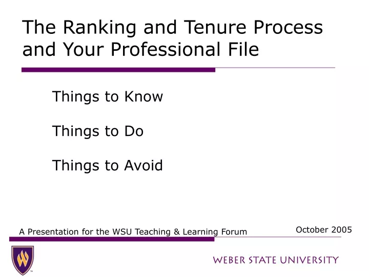 the ranking and tenure process and your professional file