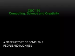 A  BRIEF History  of  Computing: People and machines