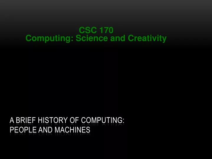 a brief history of computing people and machines