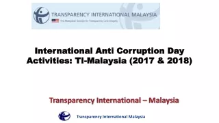 International Anti Corruption Day Activities: TI-Malaysia (2017 &amp; 2018)