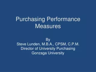 Purchasing Performance Measures