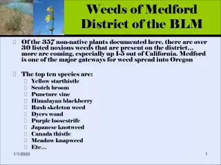 Weeds of Medford District of the BLM