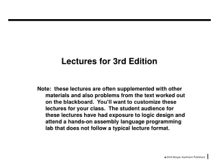 Lectures for 3rd Edition