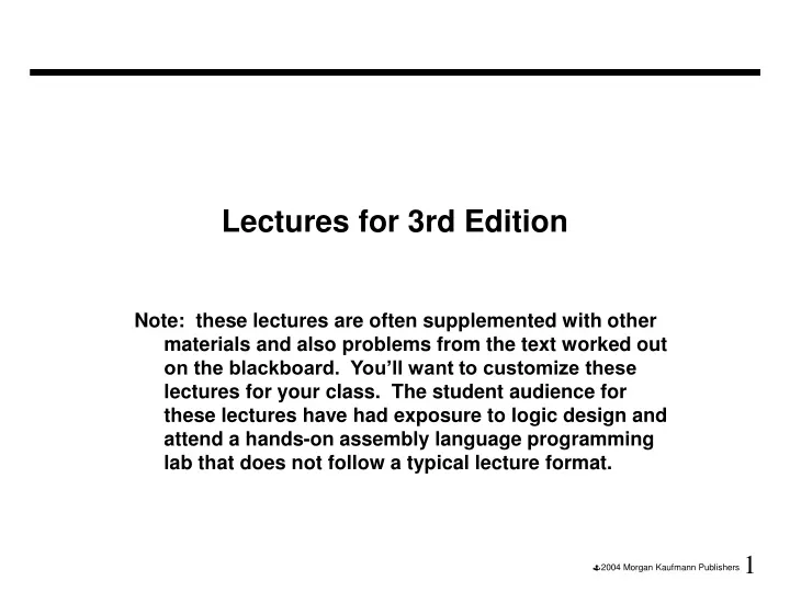 lectures for 3rd edition