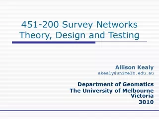451-200 Survey Networks Theory, Design and Testing